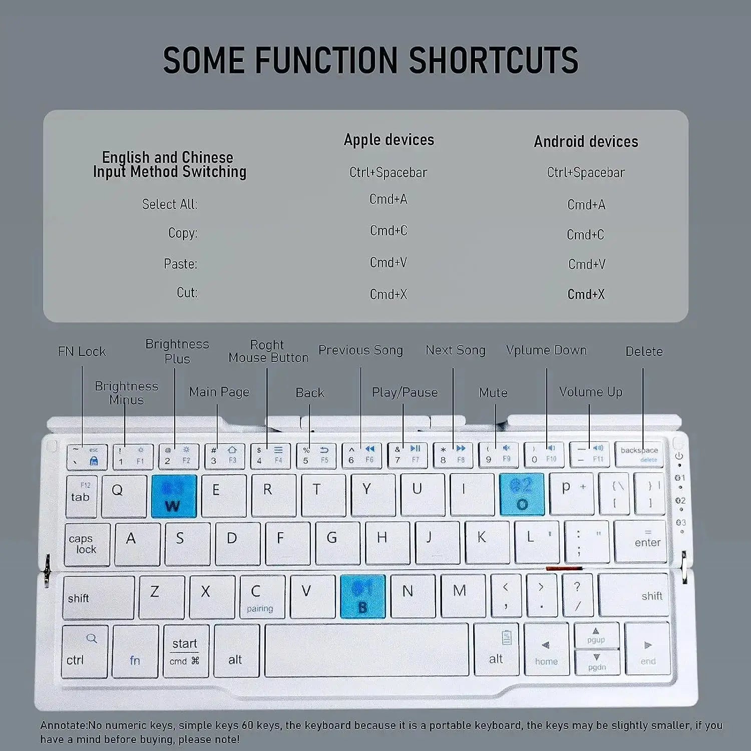 Mini Foldable Bluetooth Wireless Keypad
