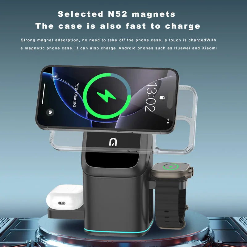 3 in 1 Rotating Magnetic Wireless Charging Station