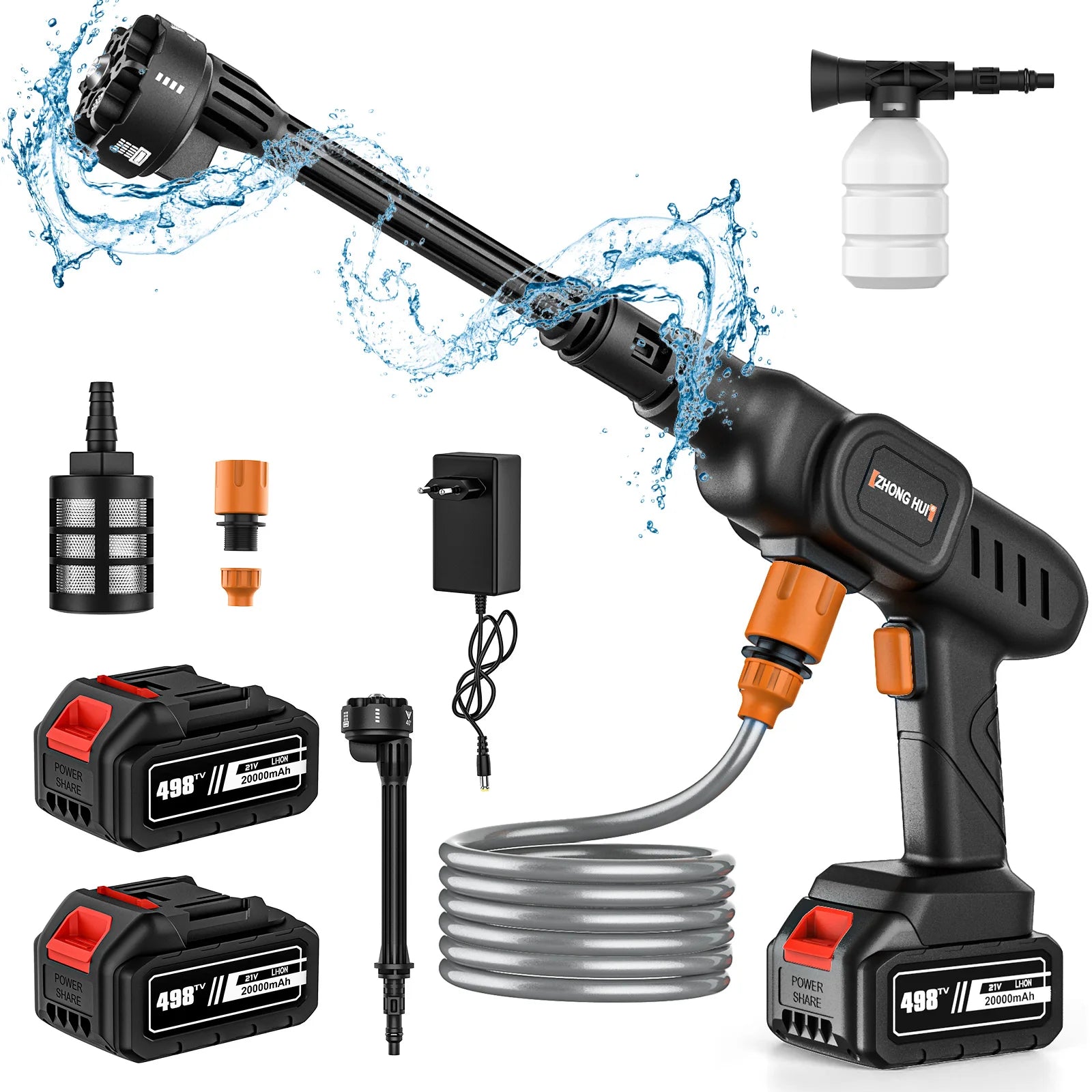 60Bar car water gun home garden cleaning tools 6 in 1 versatile high pressure cleaning machine Home car wash for washing cars