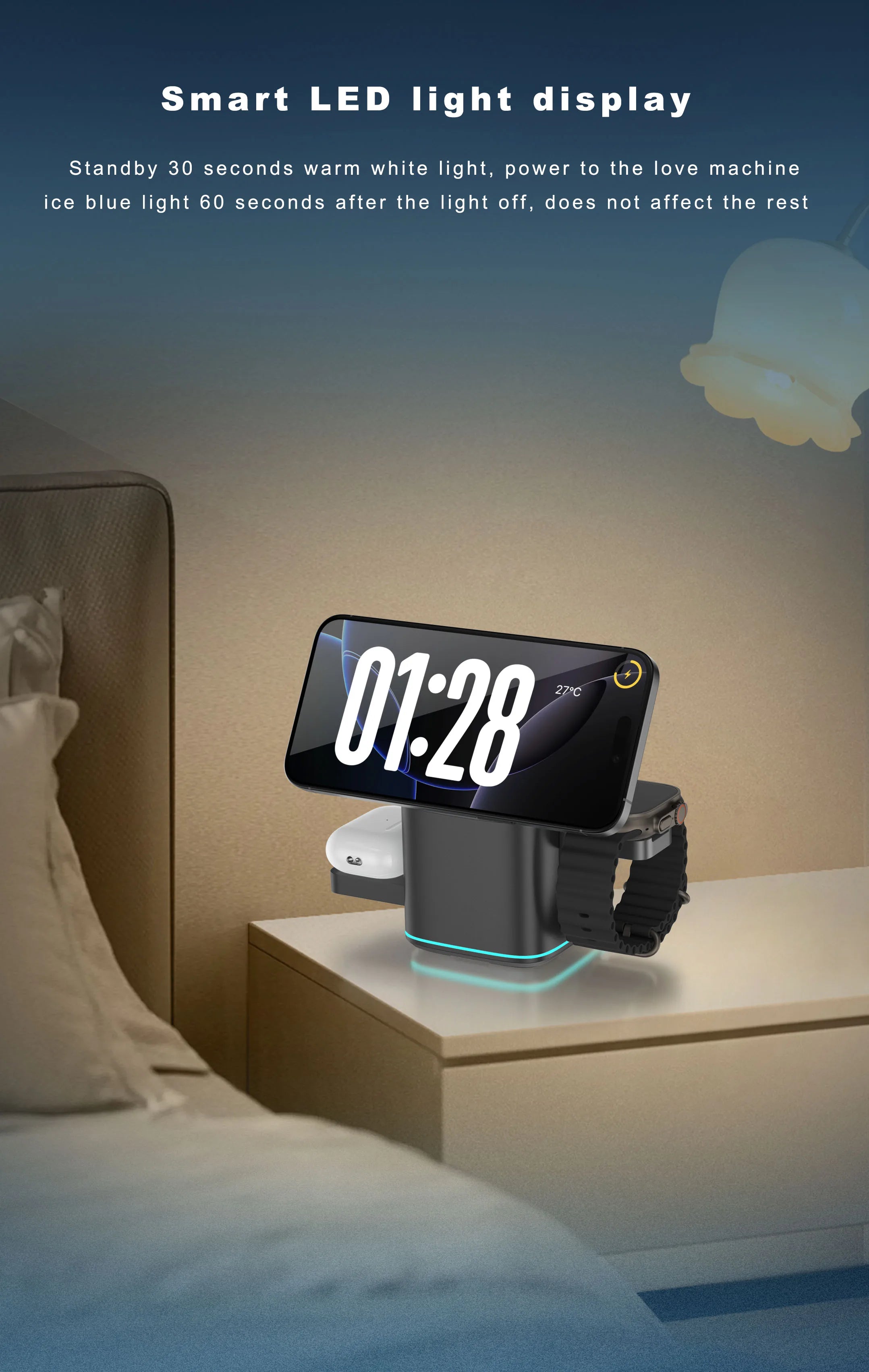3 in 1 Rotating Magnetic Wireless Charging Station