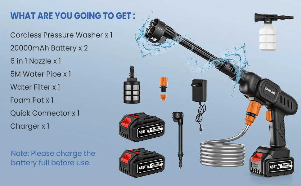 60Bar car water gun home garden cleaning tools 6 in 1 versatile high pressure cleaning machine Home car wash for washing cars