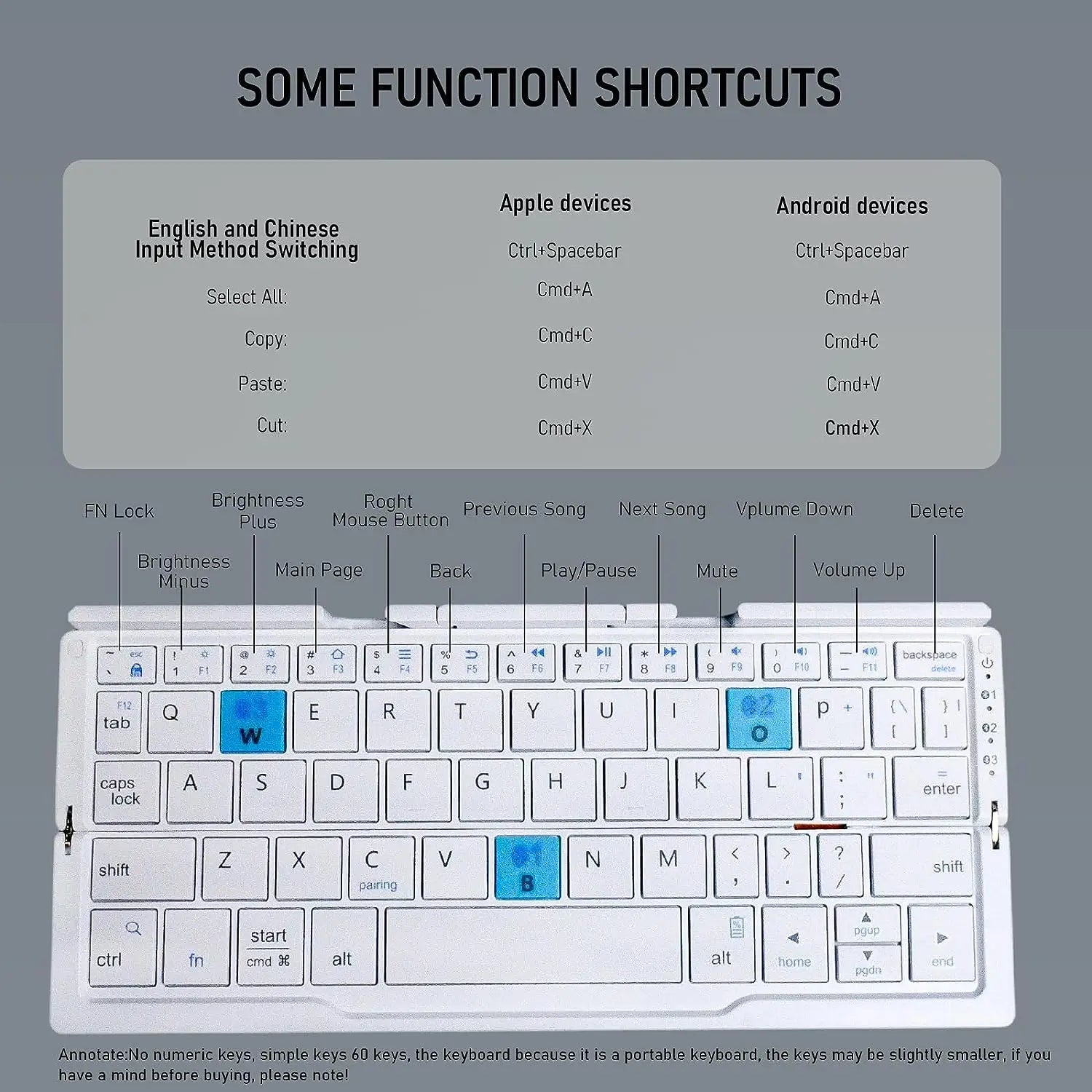 Mini Foldable Bluetooth Wireless Keypad