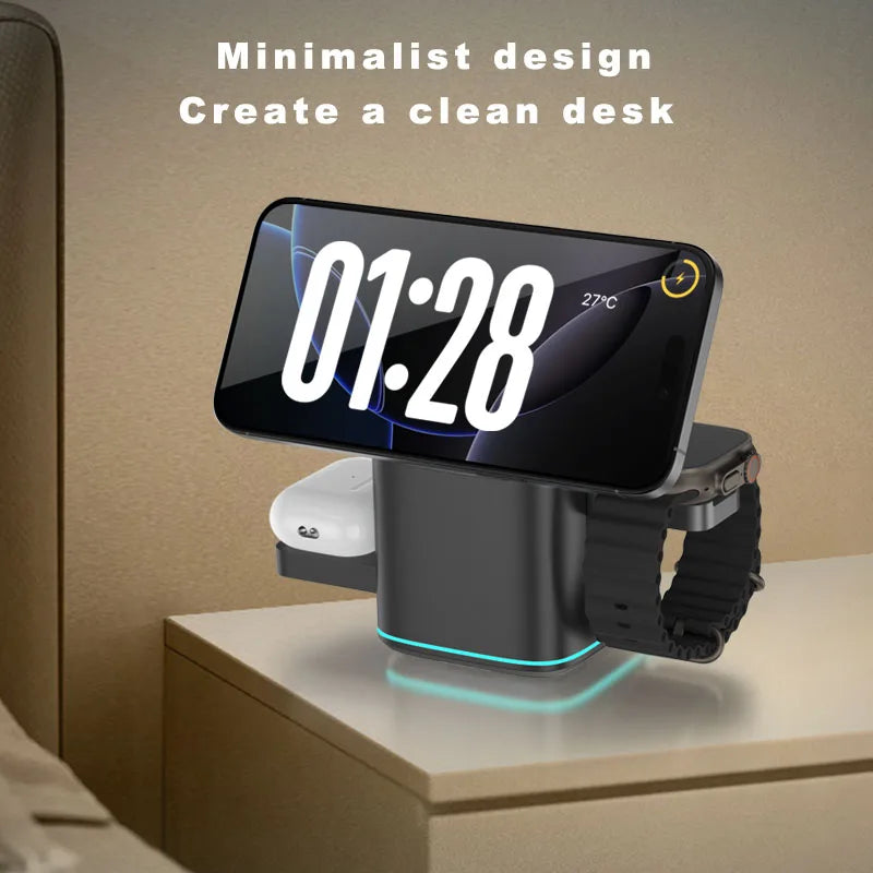 3 in 1 Rotating Magnetic Wireless Charging Station