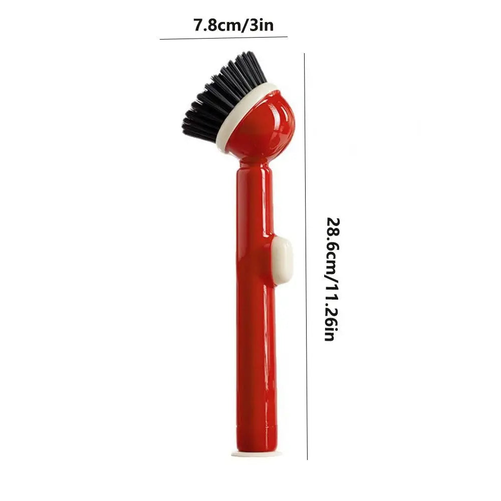 Long Handle Dish Brusg with Soap Dispenser and Rotating Scrubber Head