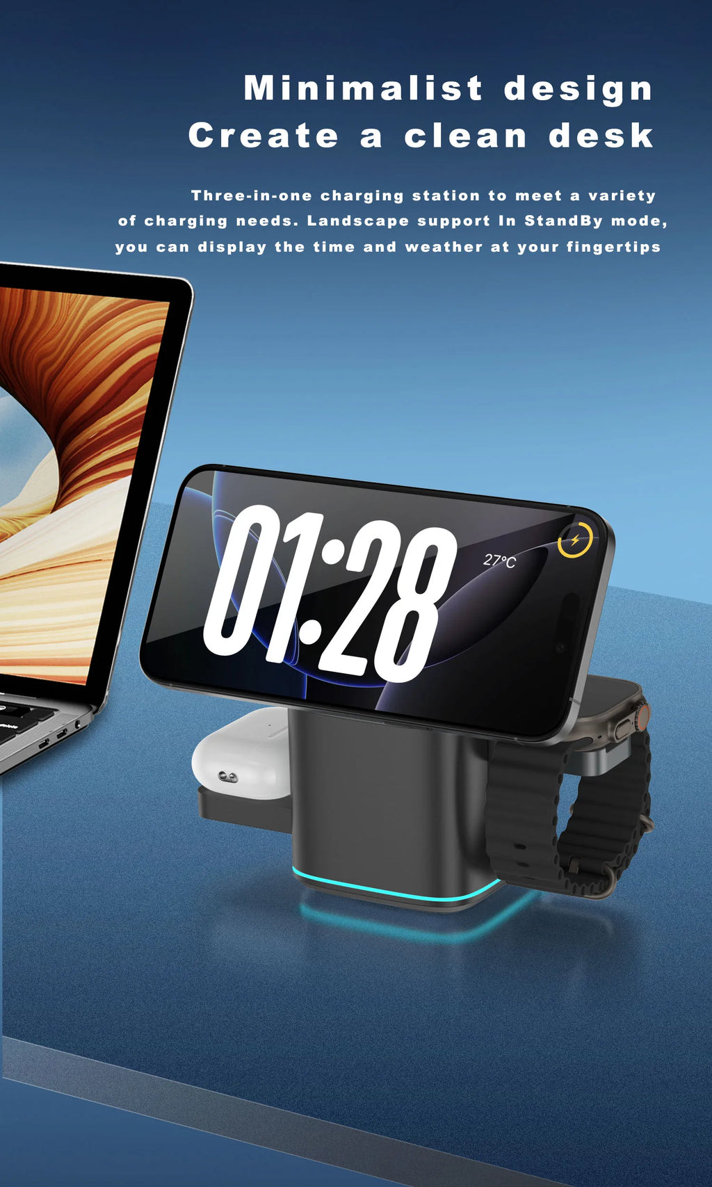 3 in 1 Rotating Magnetic Wireless Charging Station