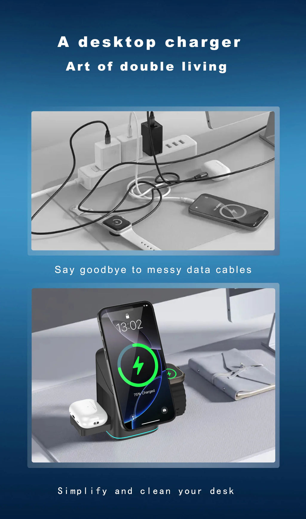 3 in 1 Rotating Magnetic Wireless Charging Station