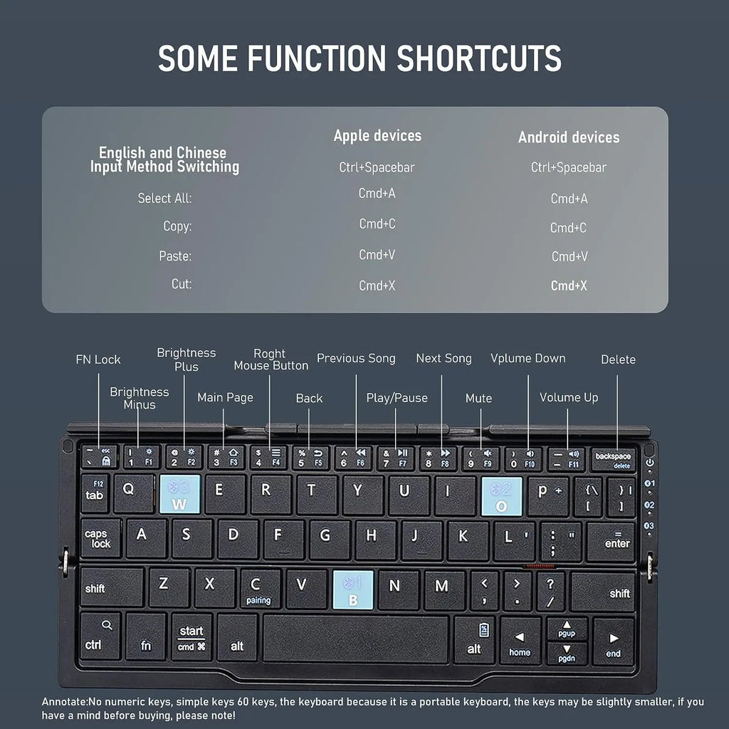 Mini Foldable Bluetooth Wireless Keypad