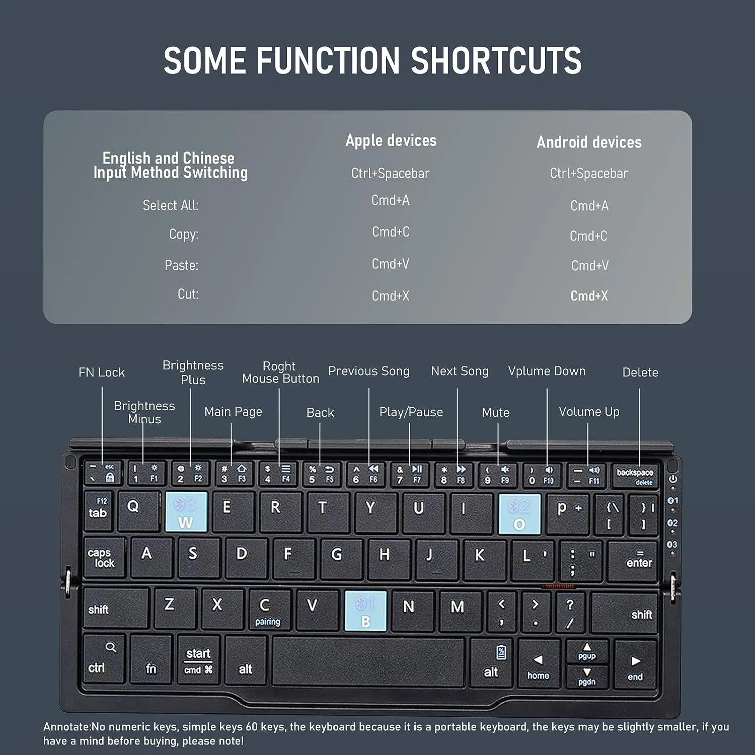 Mini Foldable Bluetooth Wireless Keypad