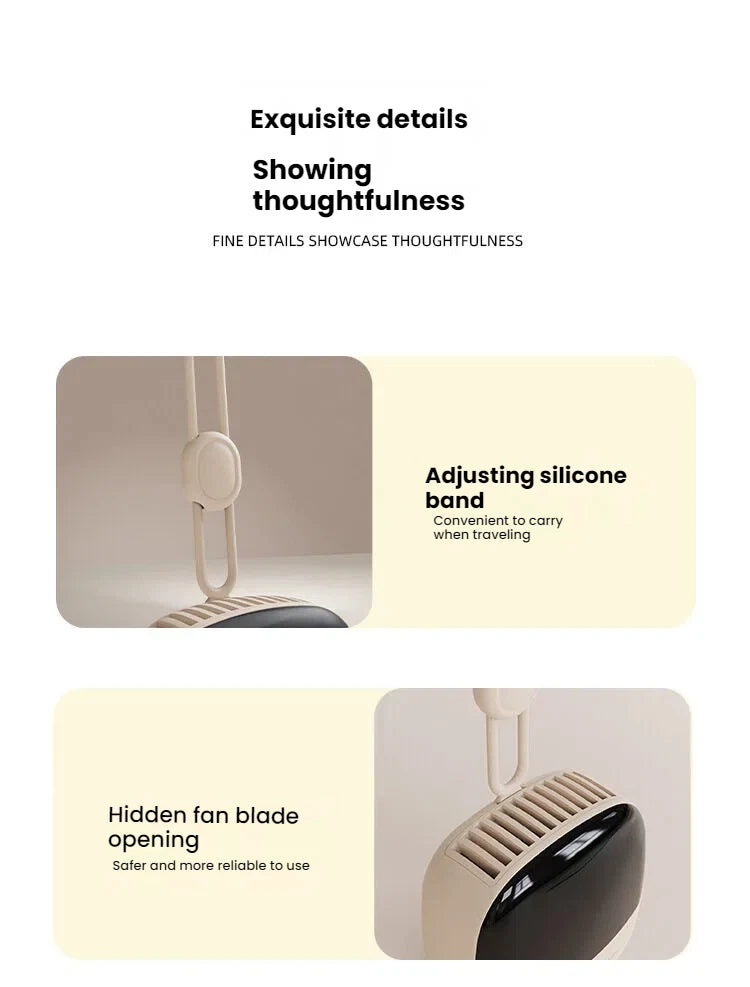 Portable Bladeless Neck Fan _Hands -free Rechargeable Personal cooling fan