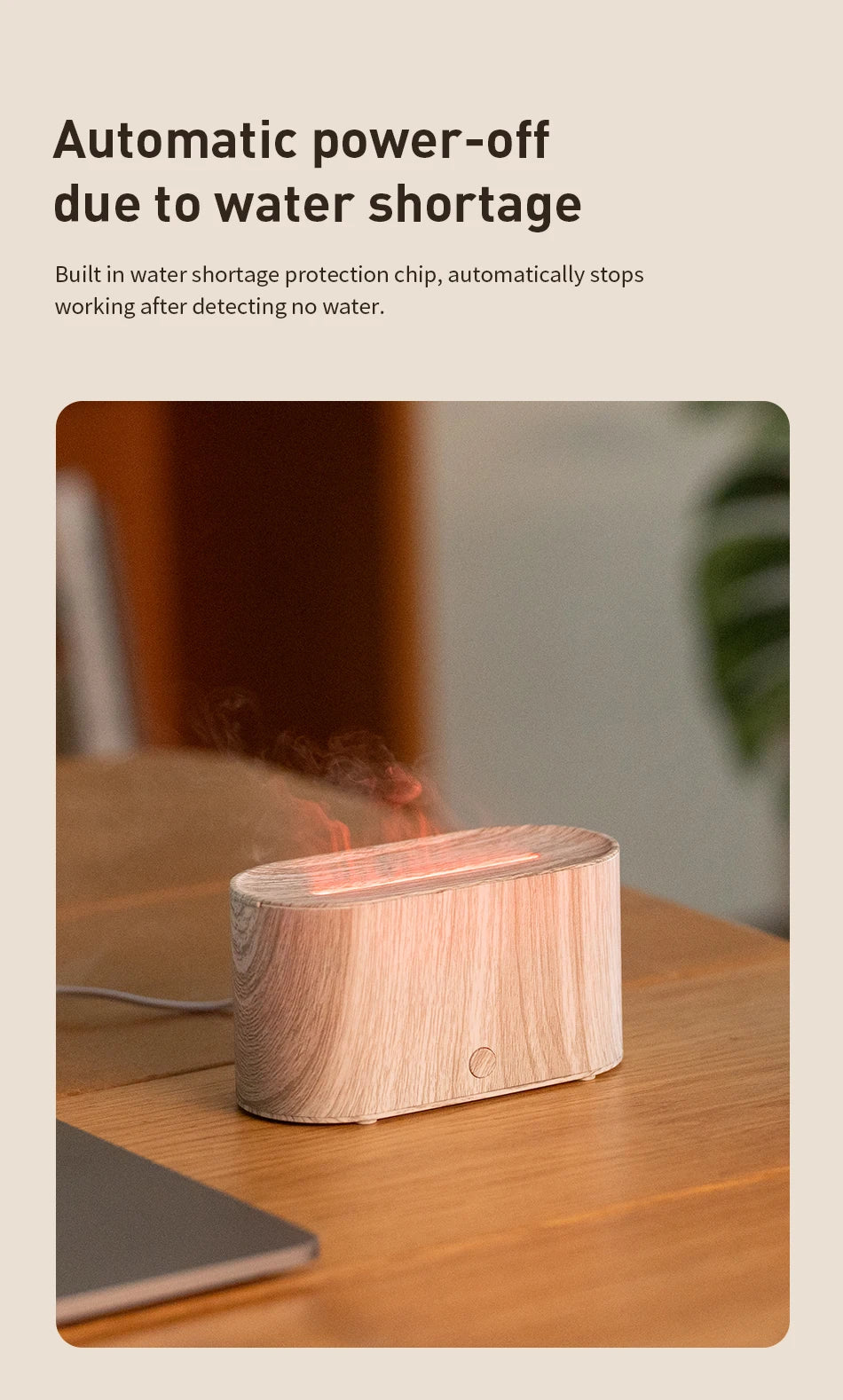 Flame Diffuser Humidifier 7 Colors Light Changing Essential Oil Diffusers Aromatherapy Diffusers for Home Office Bedroom