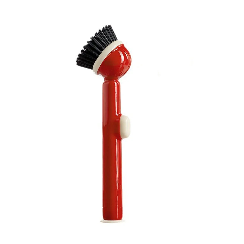 Long Handle Dish Brusg with Soap Dispenser and Rotating Scrubber Head