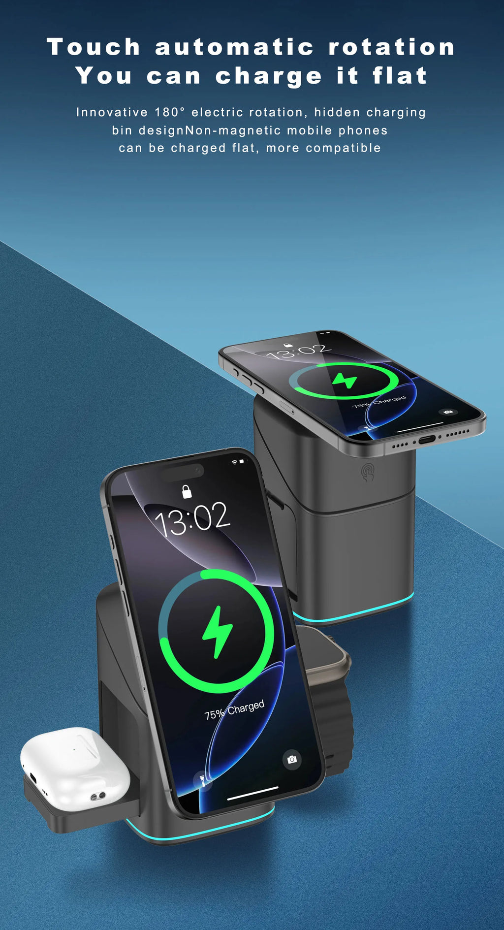 3 in 1 Rotating Magnetic Wireless Charging Station