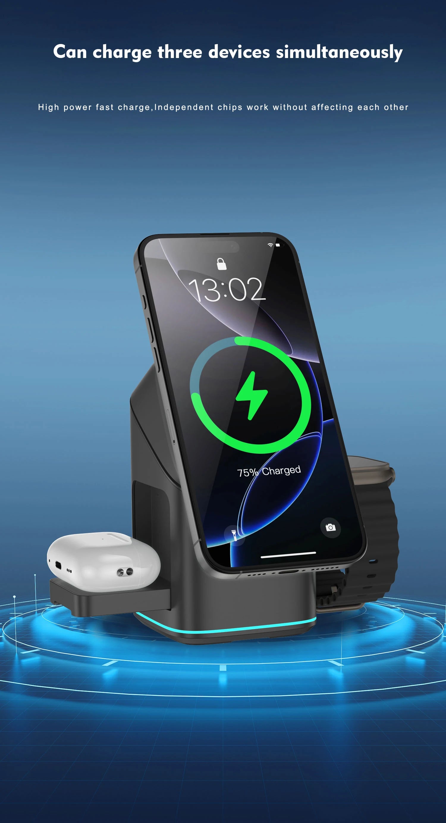 3 in 1 Rotating Magnetic Wireless Charging Station