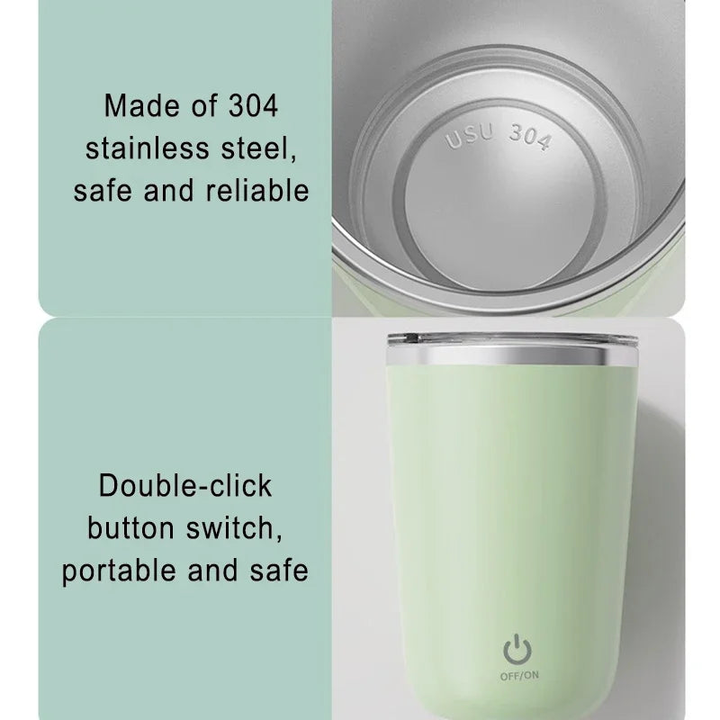 Automatic Self-contact Cup, 304 Stainless Steel Rechargeable Magnetic Cup, Smart Stirrer, Water Bottle Mugs