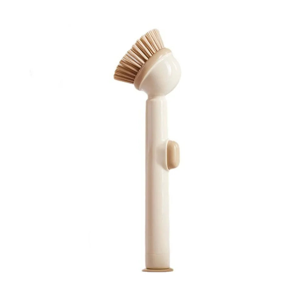 Long Handle Dish Brusg with Soap Dispenser and Rotating Scrubber Head