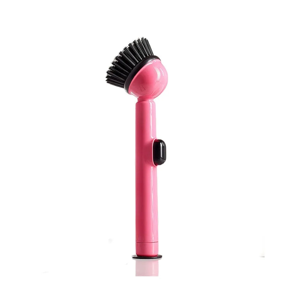 Long Handle Dish Brusg with Soap Dispenser and Rotating Scrubber Head