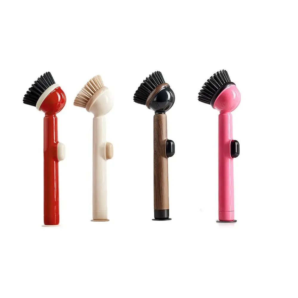 Long Handle Dish Brusg with Soap Dispenser and Rotating Scrubber Head
