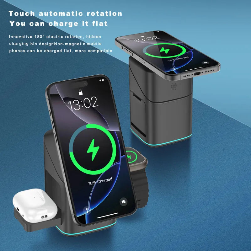 3 in 1 Rotating Magnetic Wireless Charging Station
