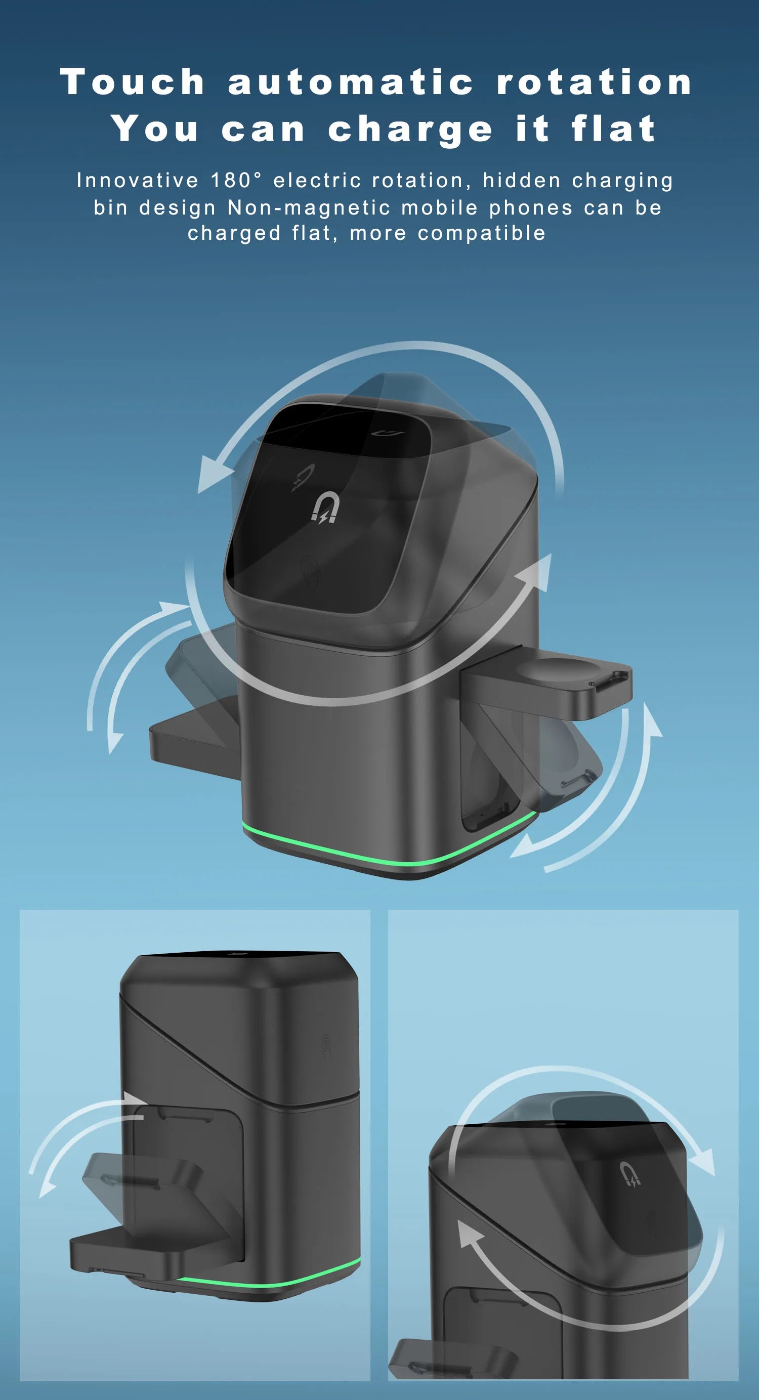 3 in 1 Rotating Magnetic Wireless Charging Station